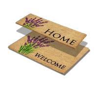 Zerbino per interni, antiscivolo, in cocco antibatterico, set di tappetini per porta, dimensioni 25 x 75 e 40 x 60 cm, 100% cocco, crema