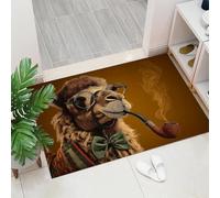 Zerbino per interni,Cammello fumante,adatto come tappeto da porta, tappetos da cucina, tappeto da bagno, tappetos abbinato,Animali interessanti, antiscivolo e lavabile, 80 x 120 cm
