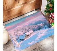 Zerbino Per Interni Capanna Nella Giungla 50 X 80 Cm Zerbino Antiscivolo Interno Tappetino Durevole Ultra Assorbente, Per Portico, Interno, Camera Da Letto, Soggiorno, Rosa Paesaggio Montano Innevato