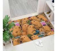 Zerbino per interni,Capibara che bevono tè al latte,adatto come tappeto da porta, tappetos da cucina, tappeto da bagno, tappetos abbinato,Animali carini, antiscivolo e lavabile, 60 x 90 cm