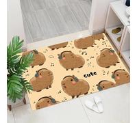 Zerbino per interni,Capibara con note musicali,adatto come tappeto da porta, tappetos da cucina, tappeto da bagno, tappetos abbinato,Animali carini, antiscivolo e lavabile, 50 x 80 cm