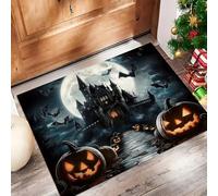 Zerbino Per Interni Castello Dei Vampiri 50 X 80 Cm Zerbino Antiscivolo Interno Tappetino Durevole Ultra Assorbente, Per Portico, Interno, Camera Letto, Soggiorno, Grigio Scuro Zucca Spaventosa