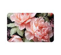 Zerbino per interni con fiori di peonia e rose, tappetino antiscivolo per esterni, tappetino di benvenuto lavabile, 50,8 x 80 cm, tappeto per ingresso super assorbente