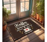 Zerbino per interni con scritta "Love for Coffee: A Heartfelt German Poem With Steaming Cup Illust", zerbino divertente per esterni (65 x 90 cm)