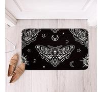 Zerbino per interni con teschio di falena, stile bohémien, con retro in gomma, antiscivolo, con scheletro di Halloween, con ossa gotiche, super assorbente, lavabile in lavatrice, 50,8 x 81,3 cm