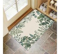 Zerbino Per Interni Confine Di Piante Rurali 90X150Cm, Antiscivolo Lavabile Lavatrice, Tappeto Da Ingresso Foglie Ad Acquerello Naturale, Tappetino Pelo Basso Antipelo Per Porta D’Ingresso, Beige