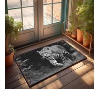 Zerbino per interni e interni (40 x 60 cm), accessori per la stanza per adolescenti e ragazzi, leopardo che pedina attraverso le ombre: una scena drammatica della fauna selvatica