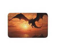 Zerbino per interni ed esterni, antiscivolo, motivo mare tramonto con drago volante sul davanti, per ingresso, portico anteriore, lavanderia, bagno, camera da letto, tappeto 50,8 x 80 cm