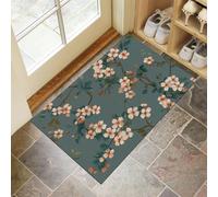 Zerbino Per Interni Fiori Melo Rosa 50 X 80 Cm Zerbino Antiscivolo Interno Tappetino Durevole Ultra Assorbente, Per Portico, Interno, Camera Da Letto, Soggiorno, Grigio-Verde Eleganza Moderna