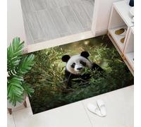Zerbino per interni,I panda mangiano foglie di bambù,adatto come tappeto da porta, tappetos da cucina, tappeto da bagno, tappetos abbinato,Animali selvatici, antiscivolo e lavabile, 90 x 150 cm
