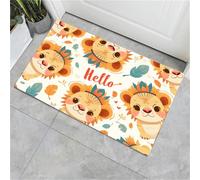 Zerbino per interni,Leone carino,adatto come tappeto da porta, tappetos da cucina, tappeto da bagno, tappetos abbinato,Animali dei cartoni animati, antiscivolo e lavabile, 60 x 90 cm