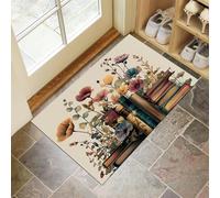 Zerbino Per Interni Libri Sui Fiori 50 X 80 Cm Zerbino Antiscivolo Interno Tappetino Durevole Ultra Assorbente, Per Portico, Interno, Camera Da Letto, Soggiorno, Beige Stile Country Retrò