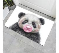 Zerbino per interni,Panda che soffia bolle,adatto come tappeto da porta, tappetos da cucina, tappeto da bagno, tappetos abbinato,Animali carini, antiscivolo e lavabile, 60 x 90 cm