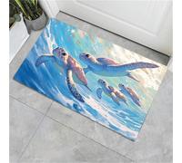 Zerbino per interni,Tartaruga acquerello,adatto come tappeto da porta, tappetos da cucina, tappeto da bagno, tappetos abbinato,animali marini, antiscivolo e lavabile, 50 x 80 cm