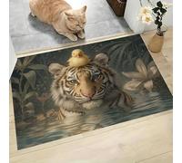 Zerbino per interni,Tigre anatra,adatto come tappeto da porta, tappetos da cucina, tappeto da bagno, tappetos abbinato,Illustrazioni di animali, antiscivolo e lavabile, 60 x 90 cm