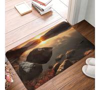 Zerbino per porta d'ingresso, 40,6 x 61 cm, per interni ed esterni, con roccia e lago sotto il tramonto, tappetino per porta di benvenuto, patio, portico, ingresso
