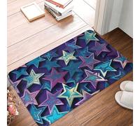 Zerbino per porta d'ingresso, 40,6 x 61 cm, per interni ed esterni, con stelle blu e viola, tappetino per porta di benvenuto, patio, portico, ingresso
