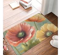 Zerbino per porta d'ingresso, 40,6 x 61 cm, per interni ed esterni, motivo papaveri pastello, tappetino per porta di benvenuto, patio, portico, ingresso