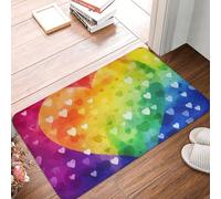 Zerbino per porta d'ingresso, 40,6 x 61 cm, tappetino per interni ed esterni, colorato, arcobaleno, con cuore, tappetino per porta di benvenuto, patio, portico, ingresso