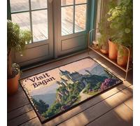Zerbino per porta d'ingresso a Bagan, motivo: un castello delle fiabe tra montagne panoramiche, decorazione per cucina, casa, bar (50 x 80 cm)