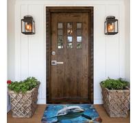 Zerbino per porta d'ingresso, antiscivolo, assorbente, morbido, lavabile, con motivo a delfini che ti guardano, per un elegante arredamento da cucina, camera da letto e bagno.