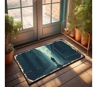 Zerbino per porta d'ingresso, con divertente silhouette di uomo che cammina lungo una strada poco illuminata, zerbino per la cucina, 50 x 80 cm
