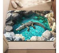 Zerbino per porta d'ingresso, con foro senza fondo in mattoni, per soggiorno, trappola 3D, illusione visiva, tappeto antiscivolo per sala giochi