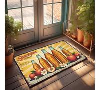 Zerbino per porta d'ingresso, divertente con sole e soda alla pesca: sapore rinfrescante con ogni bottiglia zerbino da uomo decorativo per cucina (65 x 90 cm)