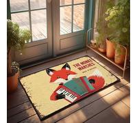 Zerbino per porta d'ingresso, grande volpe che gioca a fisarmonica: The Monkey Marches Made in Sweden, zerbino decorativo per esterni per ingresso di casa (40 x 60 cm)