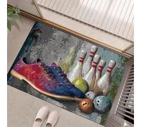 Zerbino Per Porta D'Ingresso Palla Da Bowling Consumato Scarpe Dipinte Mano, 50X80Cm A Basso Profilo, Tappeto Morbido Antiscivolo, Per Animali Domestici Cucina Interni Decorazione, Grigio Antracite