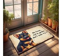 Zerbino per porta d'ingresso, per esterni, con adorabile cane, attenzione: Keep Out Of My House And Garden! Zerbino decorativo per esterni per ingresso di casa (50 x 80 cm)