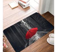 Zerbino per porta d'ingresso, per interni ed esterni, 40,6 x 61 cm, antiscivolo, con ombrello rosso, tappeto per ingresso in strada, assorbente, resistente allo sporco, per ingresso, interni, patio