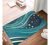 Zerbino per porta d'ingresso, per interni ed esterni, 40,6 x 61 cm, antiscivolo, con onde di stelle, tappetino assorbente e resistente allo sporco, per ingresso, interni, patio