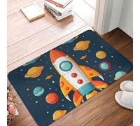 Zerbino per porta d'ingresso per interni ed esterni, 40,6 x 61 cm, antiscivolo, lavabile, tappetino per pavimento a forma di razzo, nave spaziale, tappeto per ingresso, super assorbente