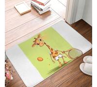 Zerbino per porta d'ingresso, per interni ed esterni, 40,6 x 61 cm, antiscivolo, motivo giraffa che gioca a tennis, tappetini per ingresso, ingresso, interni, patio