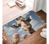 Zerbino per porta d'ingresso, per interni ed esterni, 40,6 x 61 cm, antiscivolo, motivo giraffa, tappetino per ingresso, ingresso, interno e patio