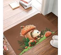 Zerbino per porta d'ingresso, per interni ed esterni, 40,6 x 61 cm, antiscivolo, per ingresso con riccio e funghi, assorbente, resistente allo sporco, per ingresso, interni, patio