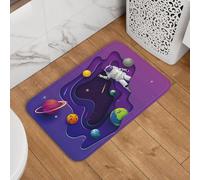 Zerbino per porta d'ingresso, per interni ed esterni, 40,6 x 61 cm, lavabile, sottile, motivo: astronauta in missione nello spazio, adatto per bagno, cucina, pavimento