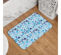 Zerbino per porta d'ingresso, per interni ed esterni, 40,6 x 61 cm, lavabile, sottile, stampa matematica, righello, blu, adatto sotto la porta, tappeto da bagno per bagno, cucina e pavimento