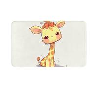 Zerbino per porta d'ingresso, per interni ed esterni, 50,8 x 80 cm, antiscivolo, lavabile, con grazioso fiocco e giraffa, tappeto per ingresso super assorbente