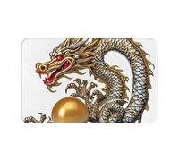 Zerbino per porta d'ingresso, per interni ed esterni, 50,8 x 80 cm, antiscivolo, lavabile, motivo drago cinese con perle, per ingresso, super assorbente
