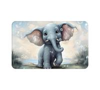 Zerbino per porta d'ingresso, per interni ed esterni, 50,8 x 80 cm, antiscivolo, lavabile, motivo: elefante carino che gioca a bolle, tappeto per ingresso super assorbente