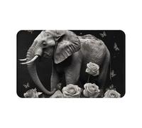 Zerbino per porta d'ingresso, per interni ed esterni, 50,8 x 80 cm, antiscivolo, lavabile, motivo: elefante e farfalla, tappeto per ingresso super assorbente