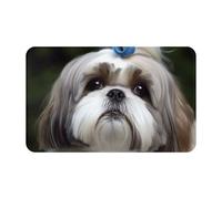 Zerbino per porta d'ingresso, per interni ed esterni, 50,8 x 80 cm, antiscivolo, lavabile, tappetino Shih Tzu per cani per ingresso, tappeto super assorbente