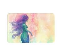 Zerbino per porta d'ingresso, per interni ed esterni, bella coda di sirena, facile da pulire, resistente alle macchie e allo sbiadimento, tappetino da bagno in flanella assorbente, 40 x 80 cm