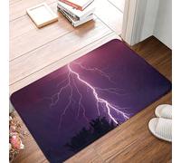 Zerbino per porta d'ingresso, per interni ed esterni, colore viola e temporale, facile da pulire, 40,6 x 61 cm, adatto per tutte le stagioni, per esterni, ingresso e patio
