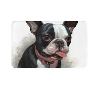 Zerbino per porta d'ingresso, per interni ed esterni, con Boston Terrier, facile da pulire, resistente alle macchie e allo sbiadimento, tappetino da bagno assorbente in flanella, 40 x 80 cm