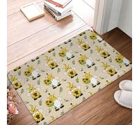 Zerbino per porta d'ingresso, per interni ed esterni, con gnomi api e girasoli, tappetino da cucina per pavimento, lavabile, sottile, adatto sotto la porta, tappeto da bagno per il bagno, 40,6 x 61 cm