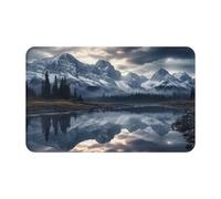 Zerbino per porta d'ingresso, per interni ed esterni, con riflesso di nuvole e montagne, facile da pulire, resistente alle macchie e allo sbiadimento, tappetino da bagno assorbente in flanella, 40 x