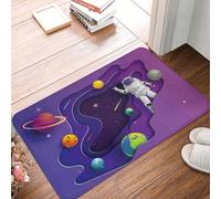 Zerbino per porta d'ingresso, per interni ed esterni, motivo: astronauta in missione nello spazio, tappeto da cucina per pavimento, lavabile e sottile, adatto sotto la porta, tappeto da bagno per il